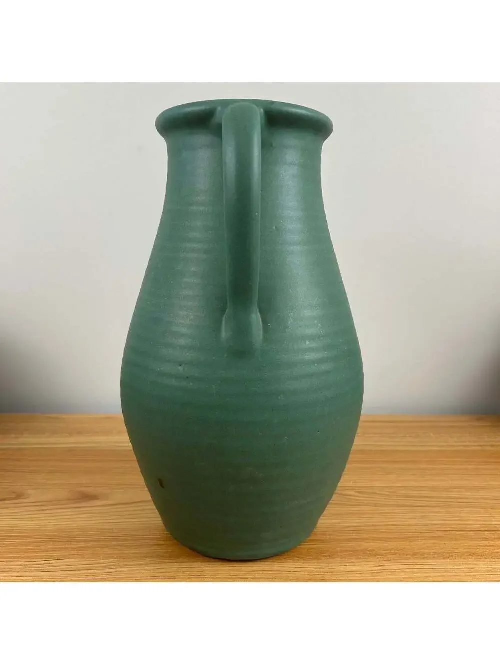 Zanesville Pottery 1920s Arts & Crafts Matte Green Ribbed #521 Vase 12